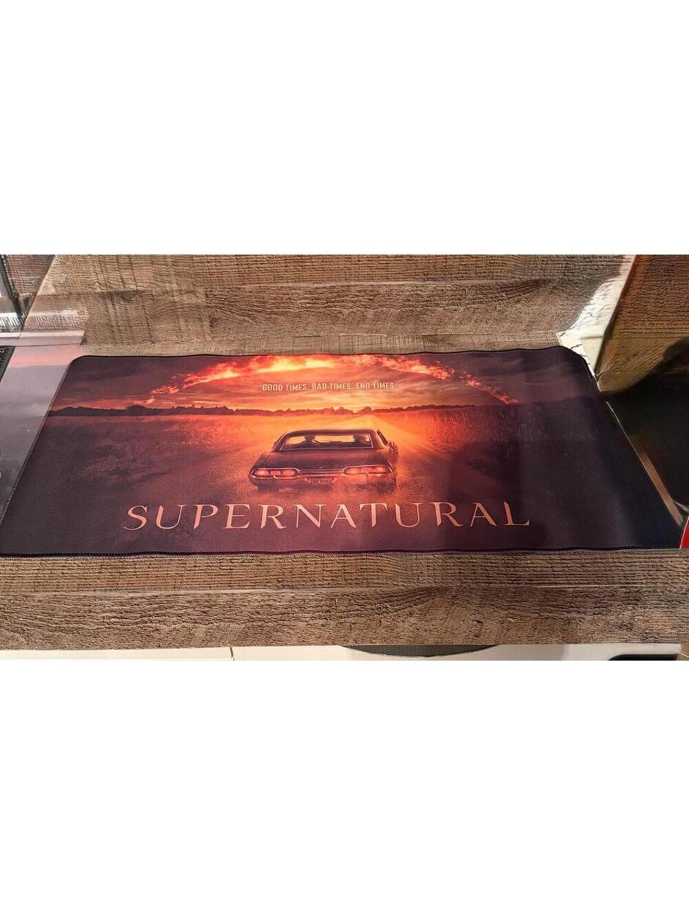 Supernatural mouse pad. Good Times. Bad Times. End Times. 23 in x 12 in.